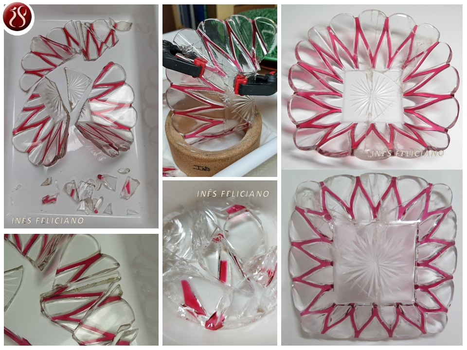 You are currently viewing Cut crystal bowl with red decoration